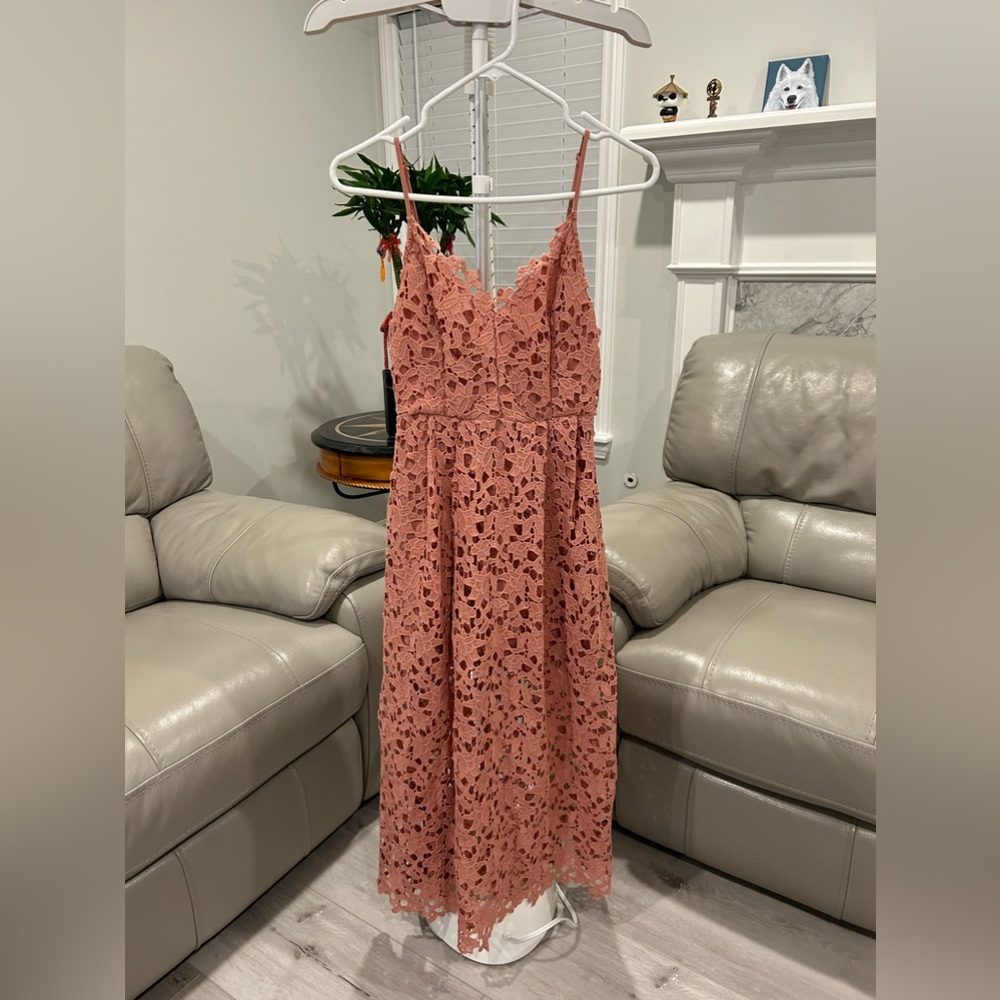 ASTR the Label LACE A LINE MIDI DRESS Pink Rose